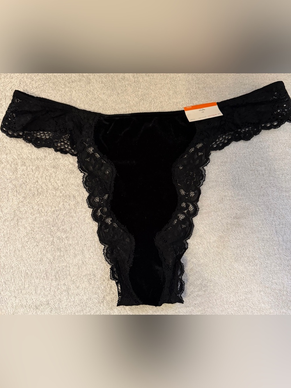NWT Vintage Cacique Velvet Novelty Rio Thong Lace Boudoir Goth Y2K Coquette
